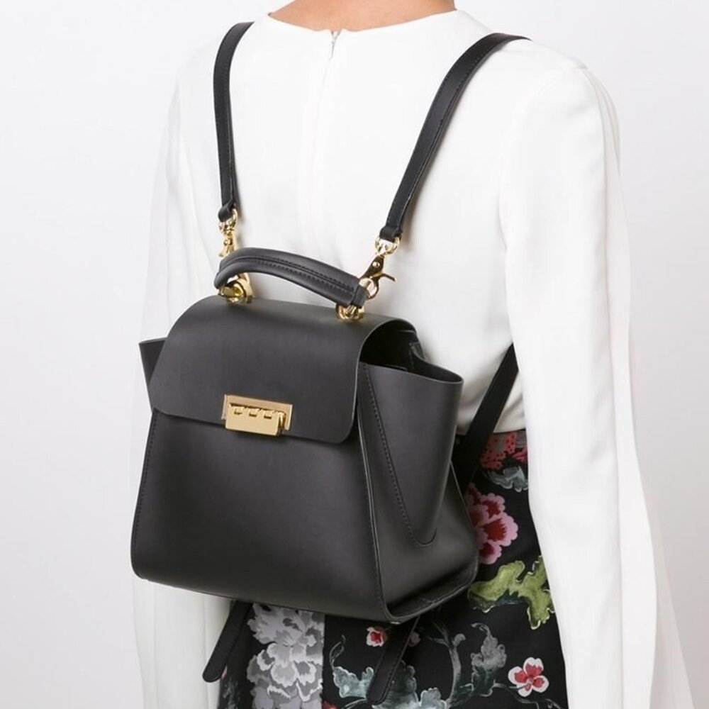 ZAC POSEN Eartha Convertible Black Leather Backpack | Luxury Designer Handbag